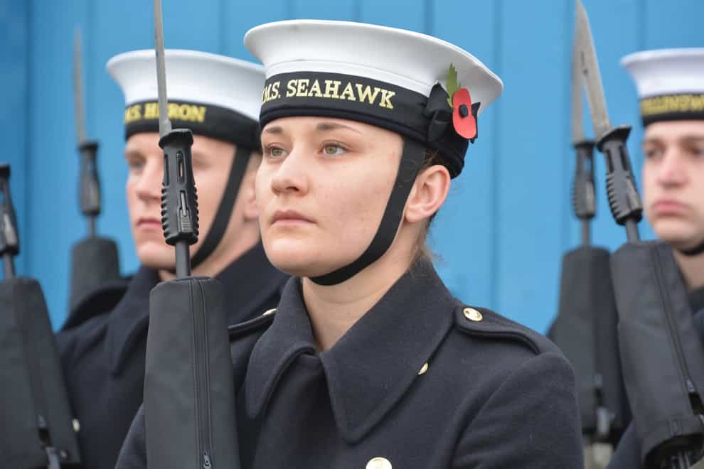 Members of the Royal Navy’s Ceremonial Guard at Whale Island, Portsmouth, take part in a full dress rehearsal (Ben Mitchell/PA)