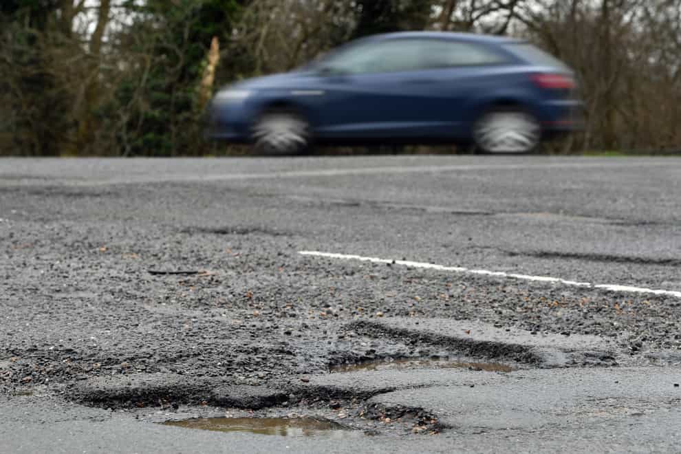 The condition of A roads in England is ‘stuck in a rut’ with motorists facing a ‘plethora of potholes’, according to a new report (Joe Giddens/PA)