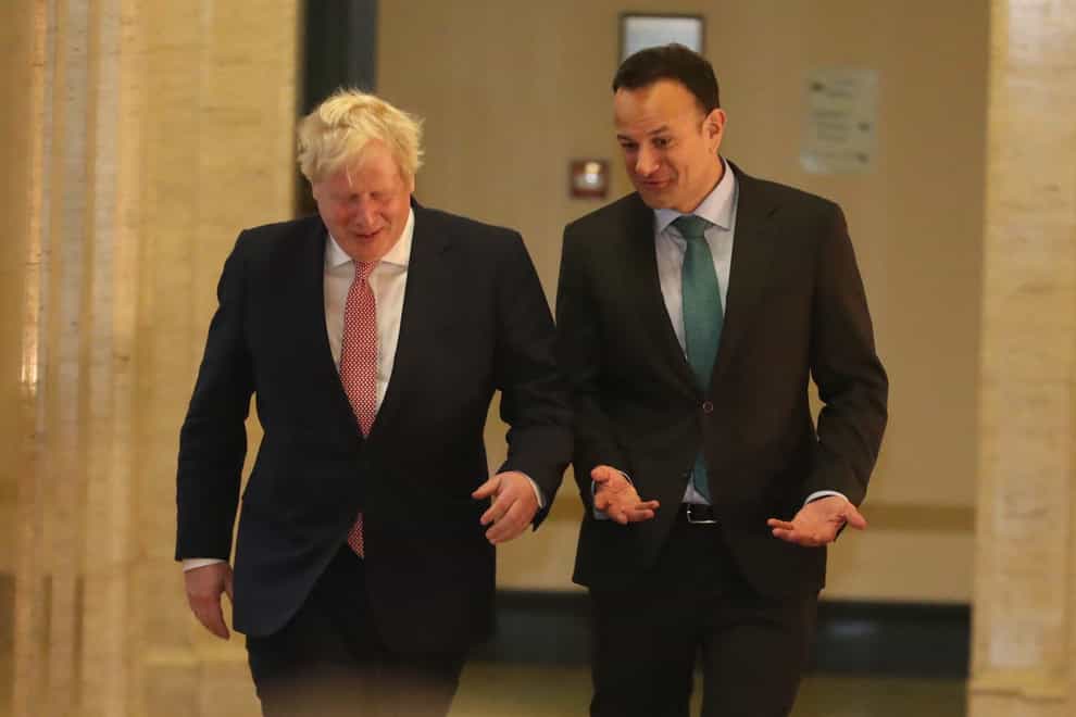 Taoiseach Leo Varadkar (right) and Prime Minister Boris Johnson in the Parliament Buildings, Stormont, Belfast.