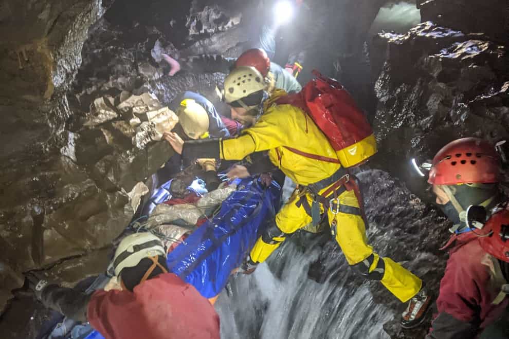 Rescuers braved difficult conditions (South & Mid Wales Cave Rescue Team/PA)