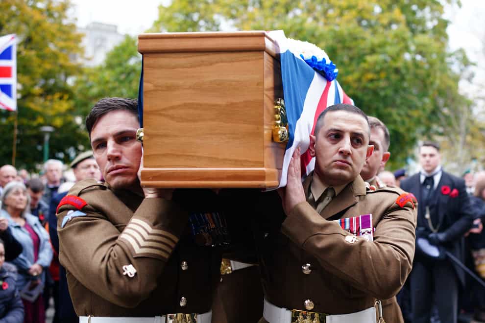 Members of the military act as the bearer party at the funeral of Dennis Hutchings (Ben Birchall/PA)