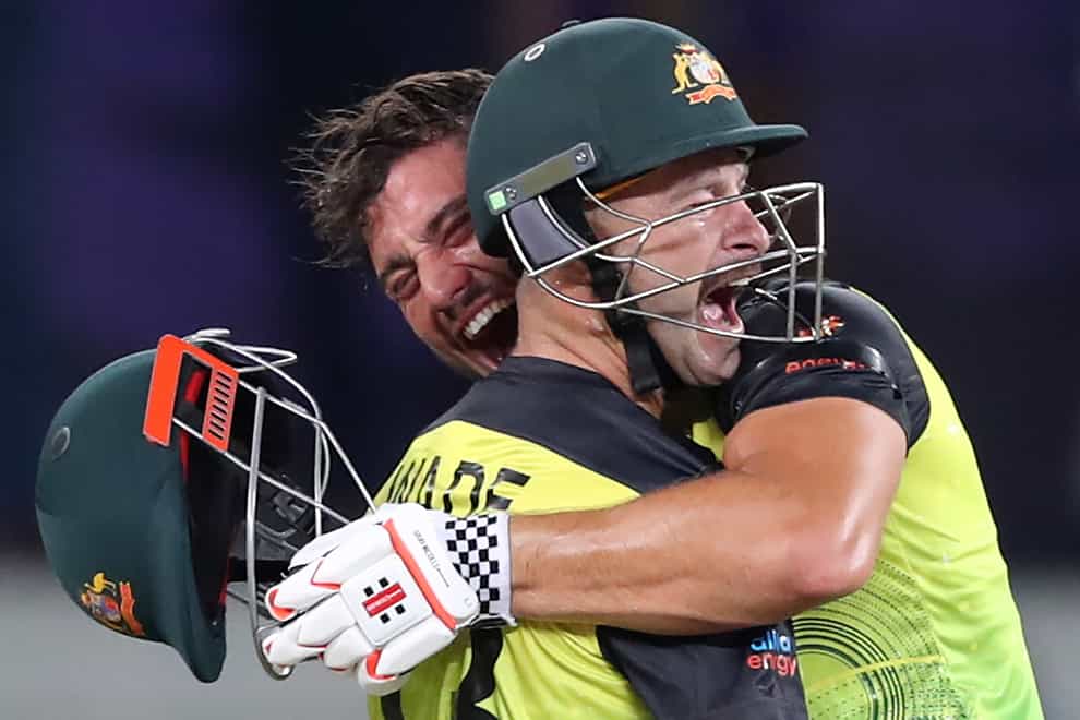 Australia are into the T20 World Cup final thanks to Marcus Stoinis and Matthew Wade (Kamran Jebreili/AP/PA)