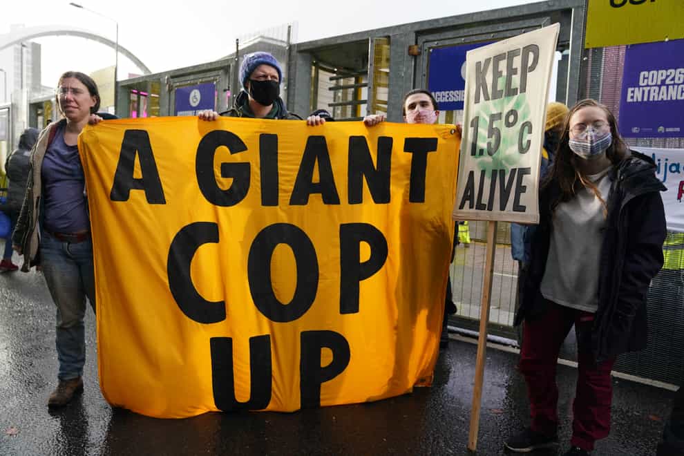 Climate protesters at Cop26 (Andrew Milligan/PA)