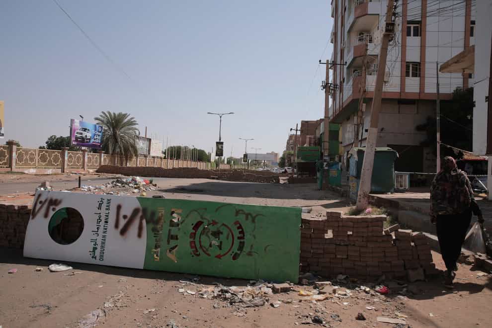 A barricade in Khartoum, Sudan (AP)