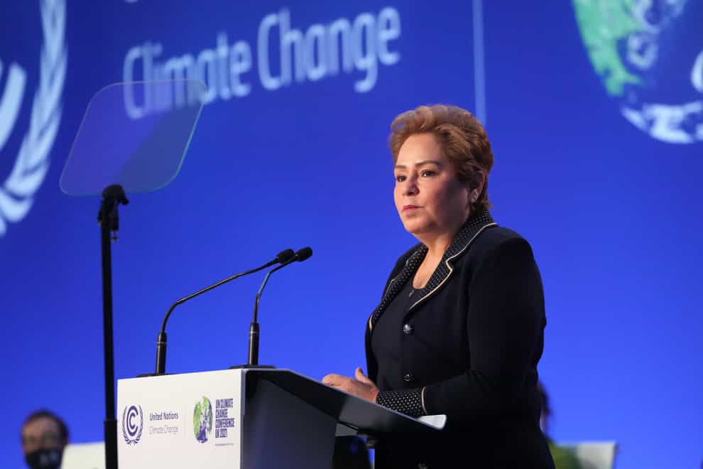 UN climate change chief Patricia Espinosa speaks at Cop26 (Christopher Furlong/PA)
