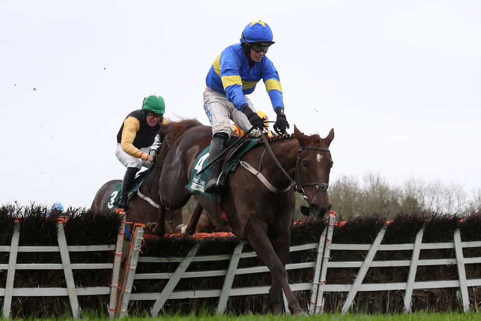 Dysart Diamond and Bryan Cooper coming home to win the Frontline Security Grabel Mares Hurdle at Punchestown (Lorraine O’Sullivan/PA)