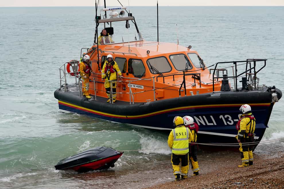 A jet-ski is brought in to Dungeness, Kent, by the RNLI (Gareth Fuller/PA)