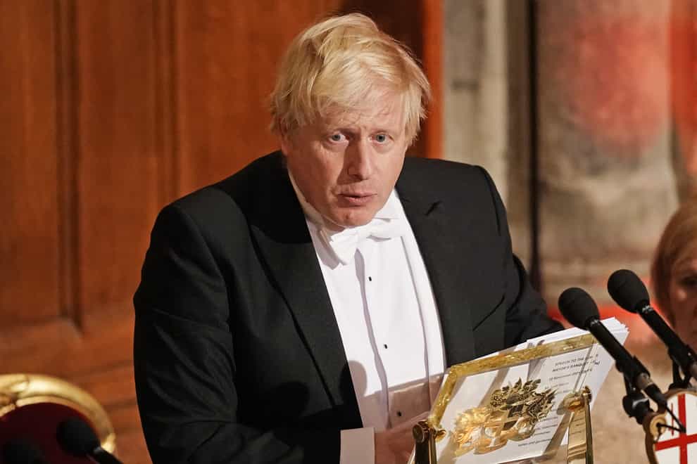 Prime Minister Boris Johnson speaks at the annual Lord Mayor’s Banquet (Aaron Chown/PA)