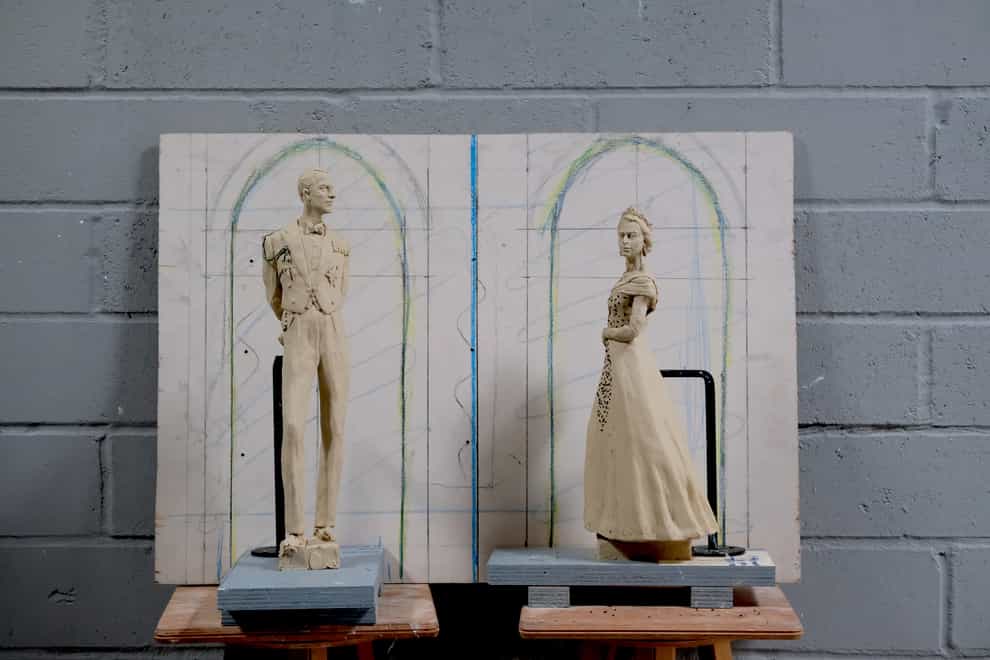 Models used in the design process of the Queen and Duke of Edinburgh’s statues (Andy Paradise/PA)