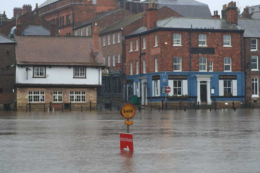 Flood water in York in January 2021 (Danny Lawson/PA)