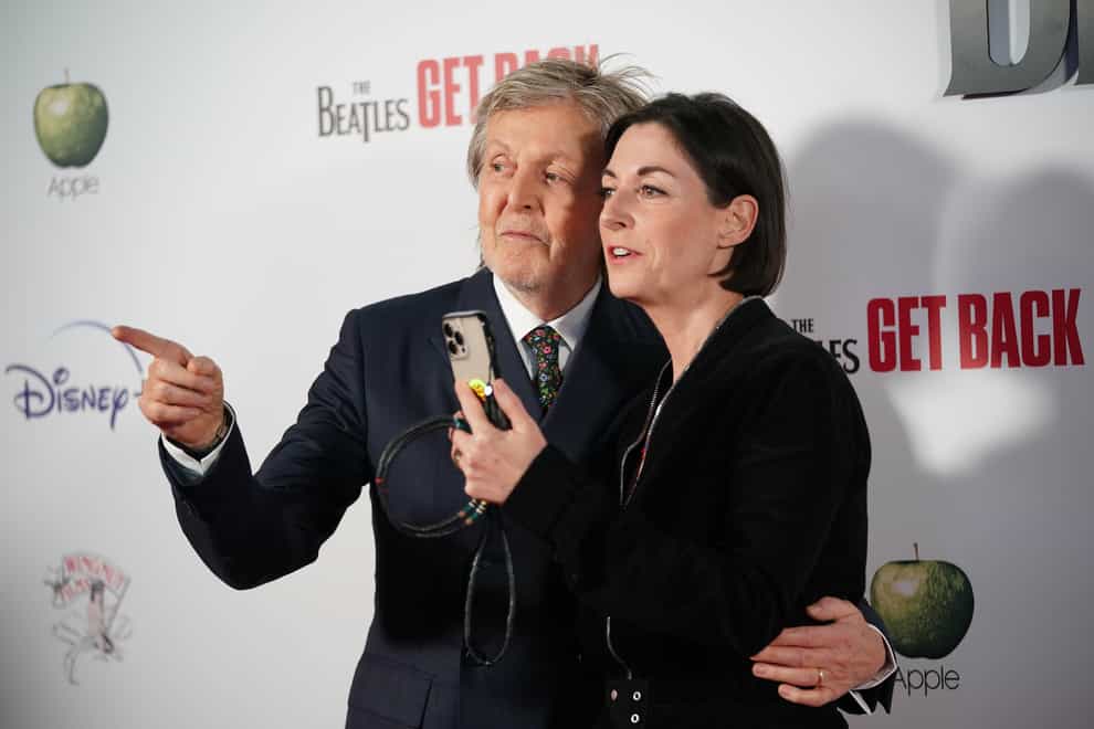 Sir Paul McCartney and his daughter Mary McCartney attending a VIP screening of The Beatles: Get Back (Yui Mok/PA)