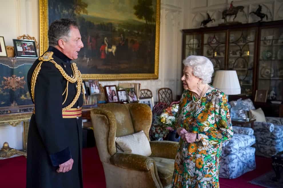 Queen Elizabeth II receives receive General Sir Nick Carter, Chief of the Defence Staff, during an audience in the Oak Room at Windsor Castle, Berkshire. General Sir Nick is relinquishing his role as the Chief of Defence Staff at the end of this month. Picture date: Wednesday November 17, 2021. PA Photo. See PA story ROYAL Queen. Photo credit should read: Steve Parsons/PA Wire