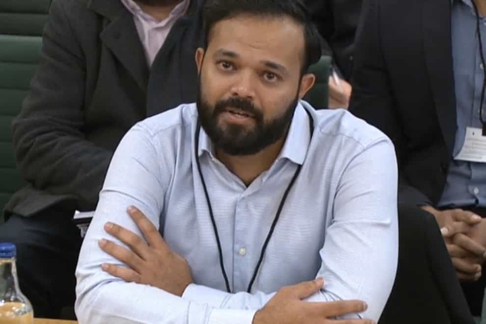 Azeem Rafiq gave evidence to the DCMS committee on Tuesday (House of Commons screenshot/PA)