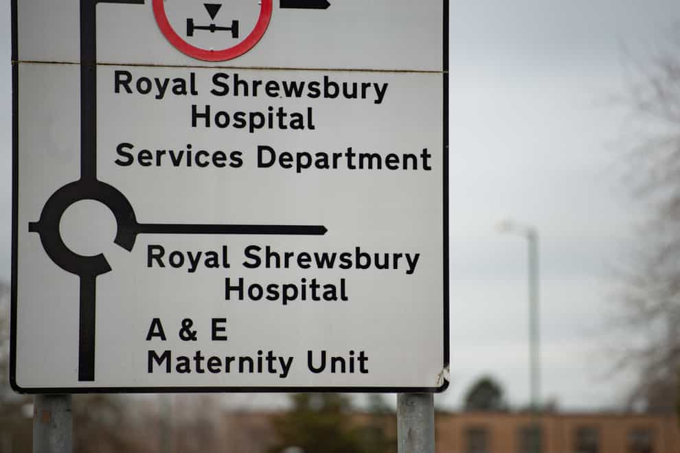 Road signs outside the Royal Shrewsbury Hospital, Shropshire. An independent review of baby deaths at Shrewsbury and Telford Hospital NHS Trust (SaTH) has identified seven “immediate and essential actions” needed to improve maternity care in England and 27 local actions for learning.