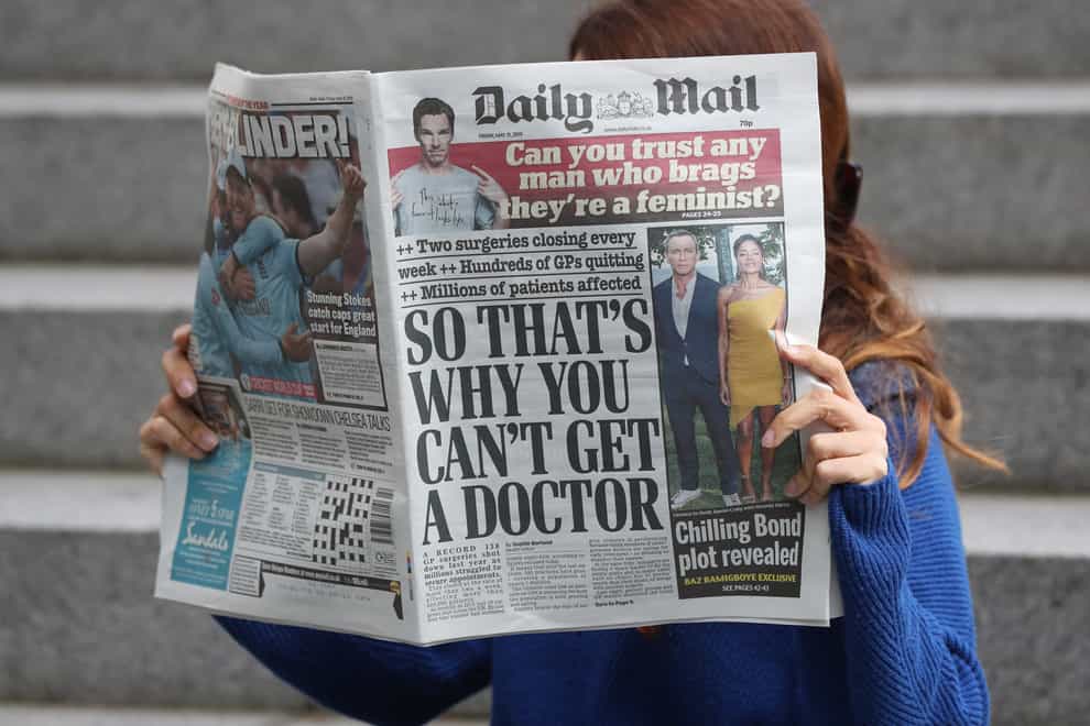 The Daily Mail could cut jobs due to rising print costs (Jonathan Brady/PA)