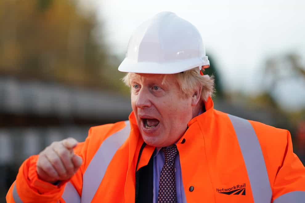 Prime Minister Boris Johnson during a visit to the Network Rail hub near Selby (Ian Forsyth/PA)