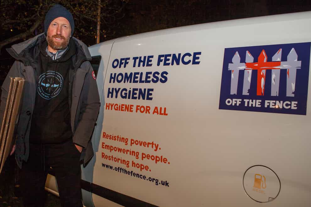 Brighton boss Graham Potter spent the night sleeping on the streets to raise awareness for local homeless charity Off the Fence (BHAFC/Bennett Dean handout)