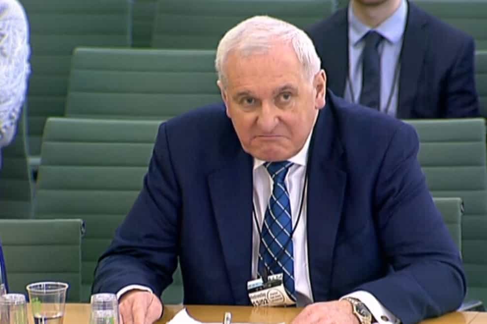 Bertie Ahern, former taoiseach, giving evidence to the Exiting the European Union Committee in the House of Commons in London (House of Commons/PA)
