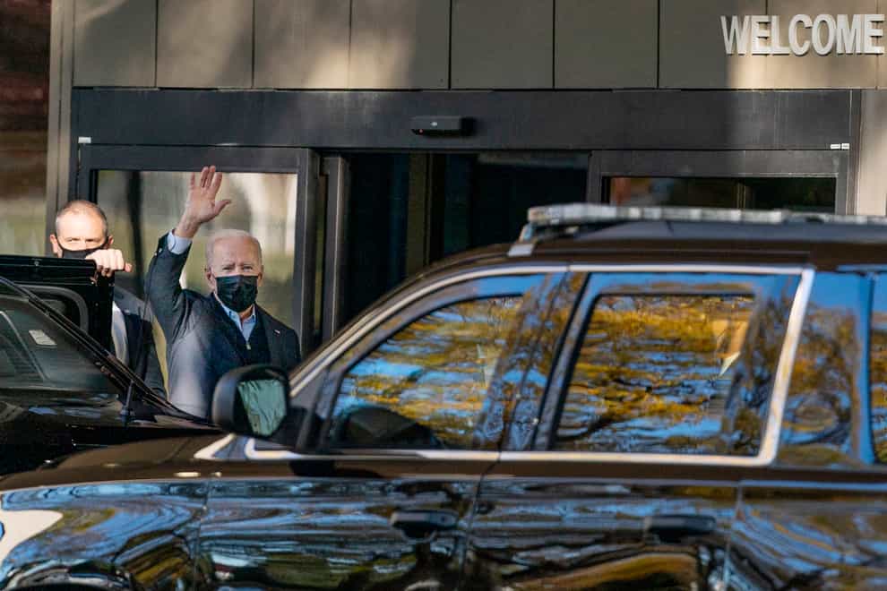 President Joe Biden arrives at Walter Reed National Military Medical Centre (Evan Vucci/AP)