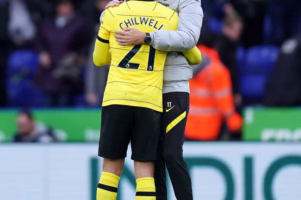 Chelsea manager Thomas Tuchel (right) hailed wing-backs Ben Chilwell (pictured) and Reece James after victory at Leicester (Mike Egerton/PA)