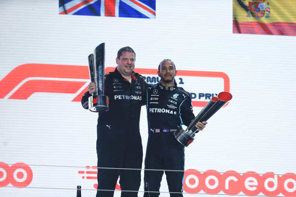 Lewis Hamilton, right, won in Qatar (Hussein Sayed/AP)