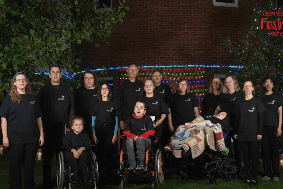 The Demelza hospice choir sang Andrea Bocelli’s Fall On Me as part of their Christmas fundraising campaign (Demelza Hospice Care for Children/PA)