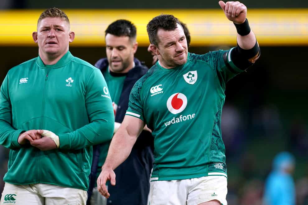 Ireland forward Cian Healy, right, scored twice in three substitute appearances this autumn (Brian Lawless/PA)