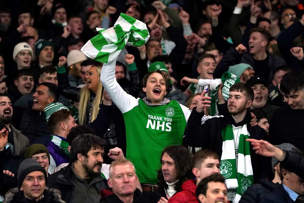 Hibernian fans will only be able to fill about a third of Hampden (Andrew Milligan/PA)