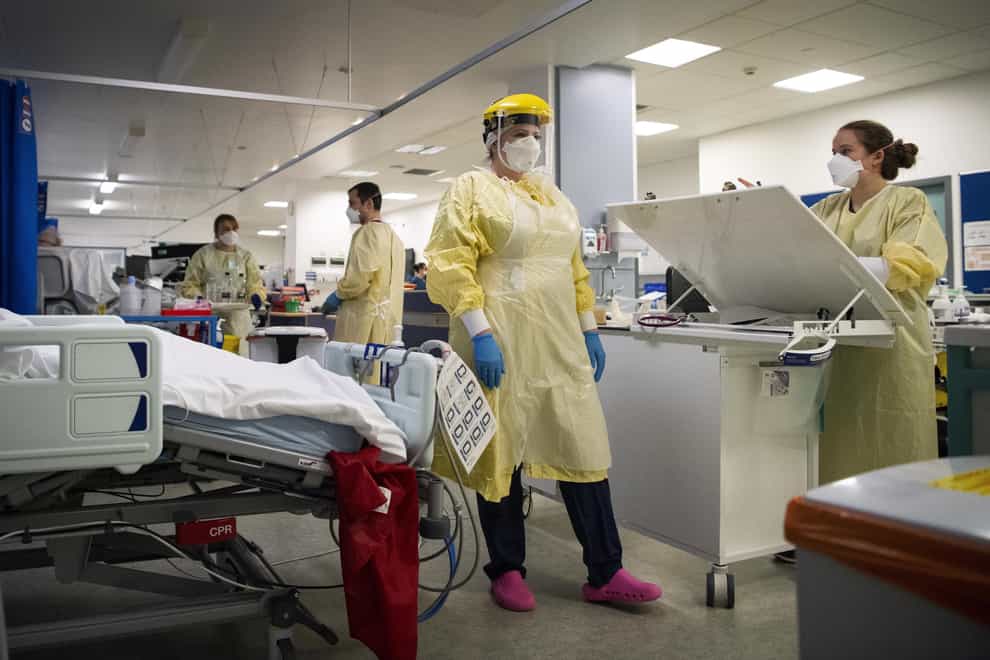 Nurses work in the ICU in St George’s Hospital in Tooting (PA)