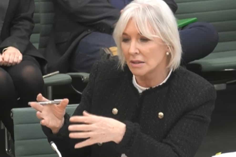 Nadine Dorries, Secretary of State at the Department for Digital, Culture, Media and Sport, giving evidence to the Digital, Culture, Media and Sport Committee (House of Commons/PA)