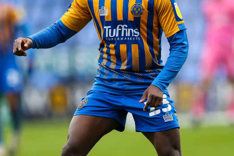 Daniel Udoh snatched a point for 10-man Shrewsbury (Barrington Coombs/PA)