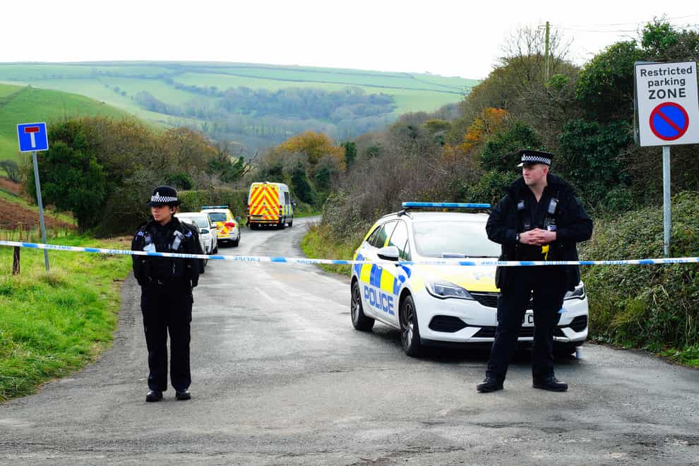 Police cordon off the road leading to the Bovisand cafe and car park in Plymouth (Ben Birchall/PA)