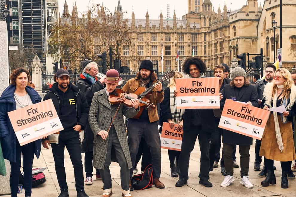 Musicians were joined by some 30 MPs in Parliament Square to highlight the Bill (Jonathan Stewart/PA)