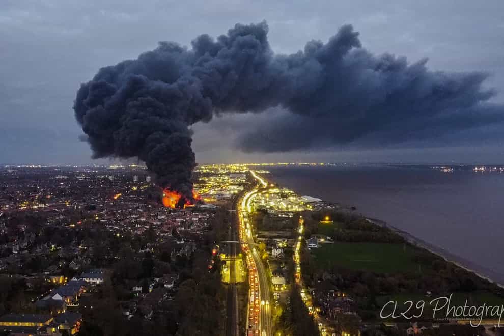 Photo taken with permission from the Twitter feed of @CL29Photography of a large fire in Hessle, East Yorkshire (CL29Photography/PA)