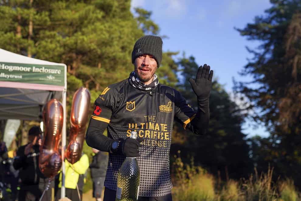 Veteran Brian Wood MC after completing his Ultimate Sacrifice Challenge (Steve Parsons/PA)