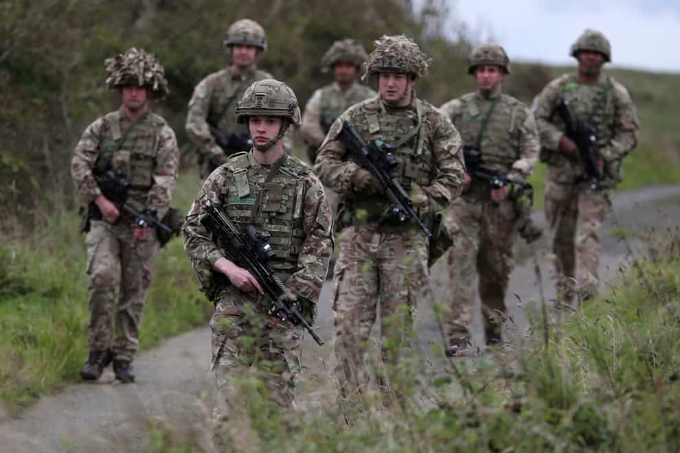 Soldiers from the Royal Scots Dragoon Guards during training (Andrew Milligan/PA)