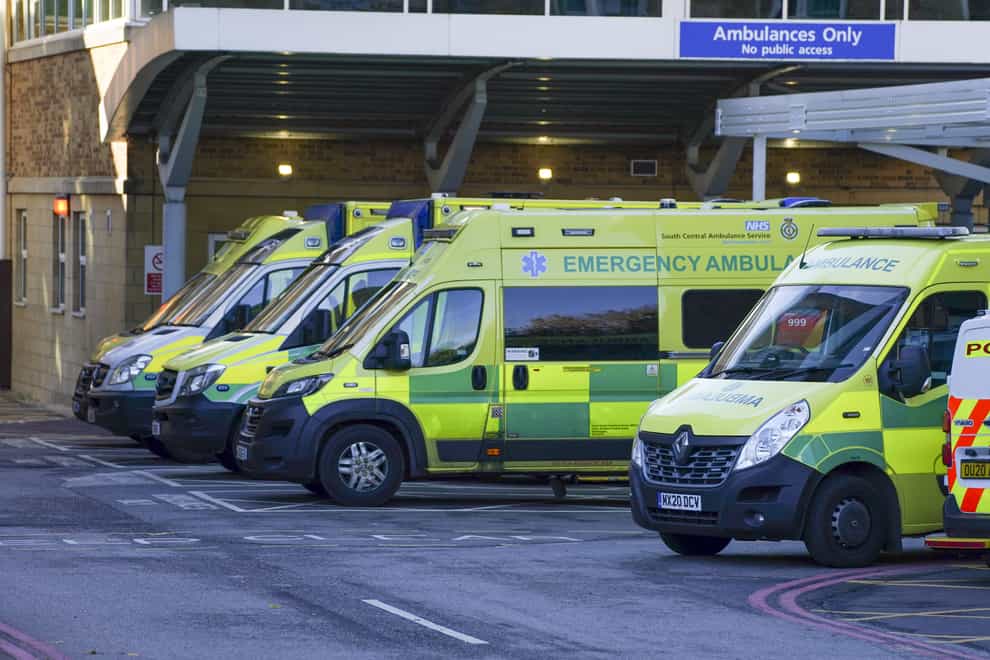 Ambulances parked at an accident and emergency department (PA)