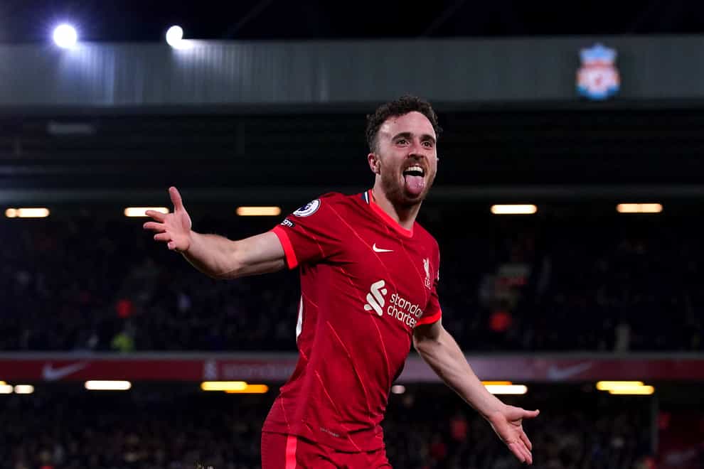 Liverpool’s Diogo Jota scored twice in the 4-0 win over Southampton (Peter Byrne/PA)