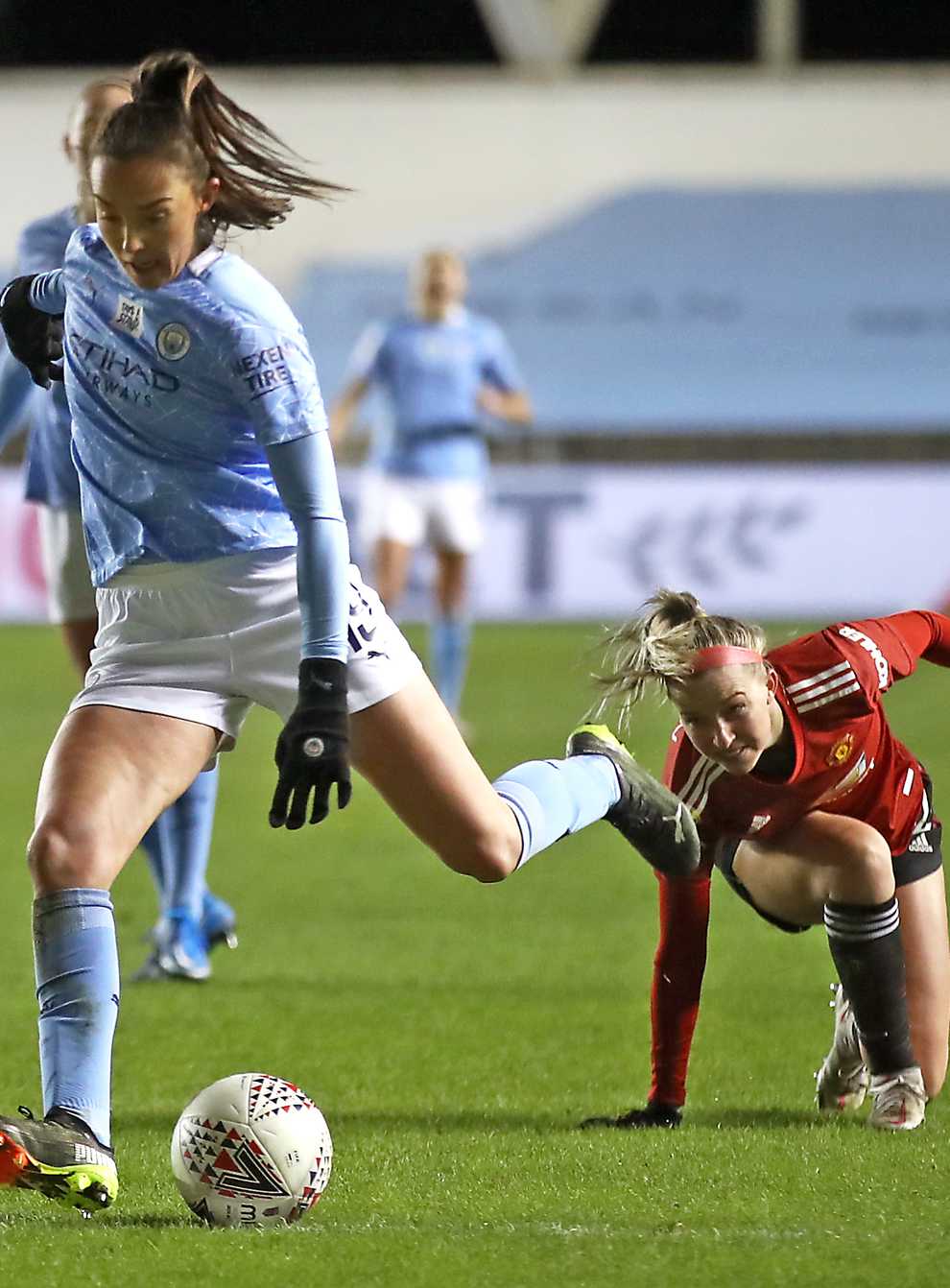 Manchester City’s Caroline Weir is nominated for the 2021 Puskas for her goal against Manchester United in February (Tim Goode/PA)