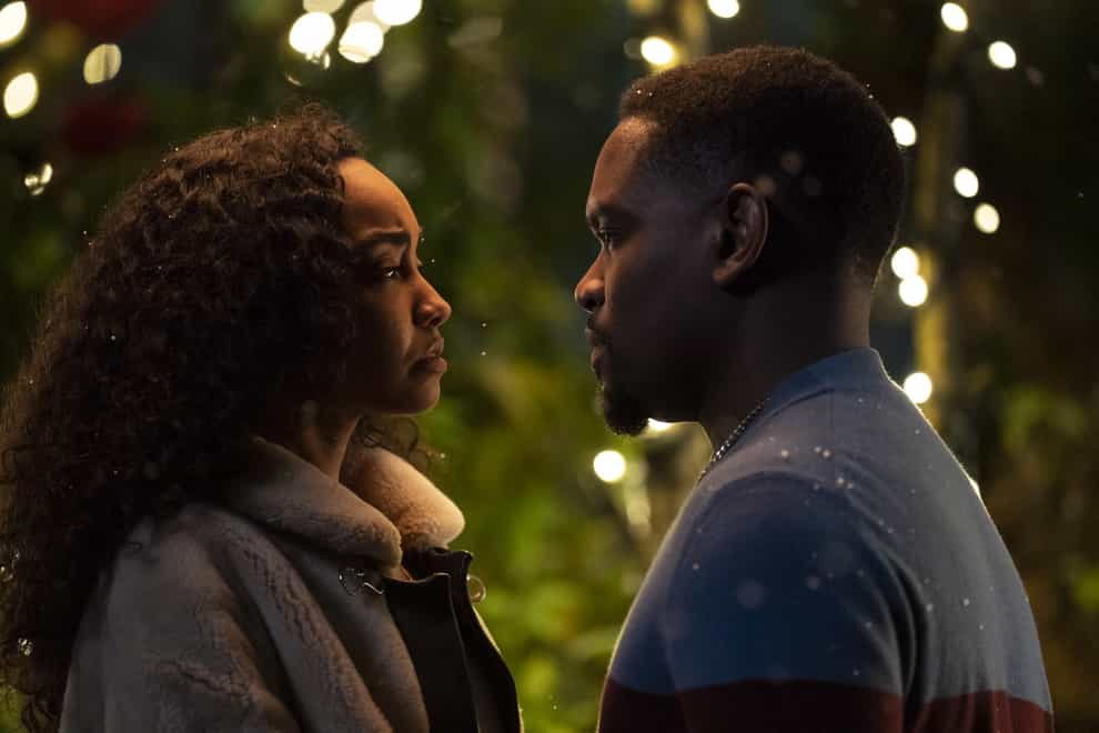 Aml Ameen and Leigh-Anne Pinnock in Boxing Day (PA/©2021 Warner Bros. Entertainment Inc. All Rights Reserved)