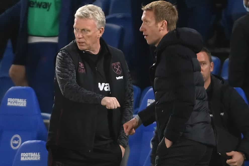 West Ham manager David Moyes (left) has been impressed by the work of Brighton boss Graham Potter (right) (Mike Hewitt/PA)