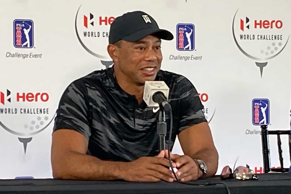 Tiger Woods held his first press conference since February’s car crash (Doug Ferguson/AP)