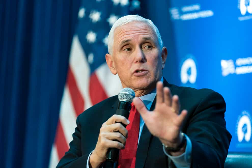 Former Vice President Mike Pence speaks about abortion at the National Press Club in Washington (Manuel Balce Ceneta/AP)