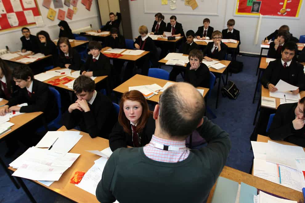 Recruitment in some subjects at secondary level in England has fallen well below target this year, with only just over a fifth of the physics teachers required being taken on, new figures show (David Davies/PA)
