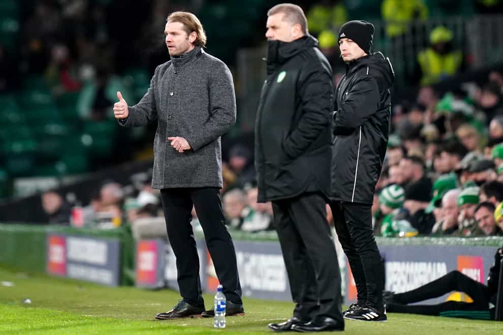 Robbie Neilson, left, was frustrated at Celtic Park (Jane Barlow/PA)