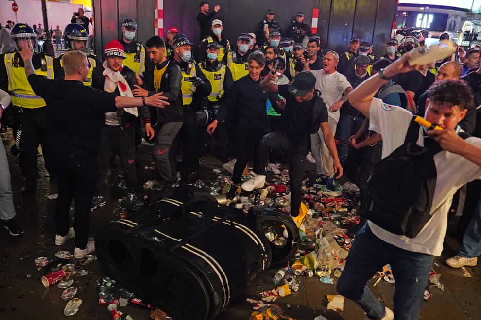 The Metropolitan Police said there were ‘unacceptable scenes of disorder’ at the Euro 2020 final (Aaron Chown/PA)