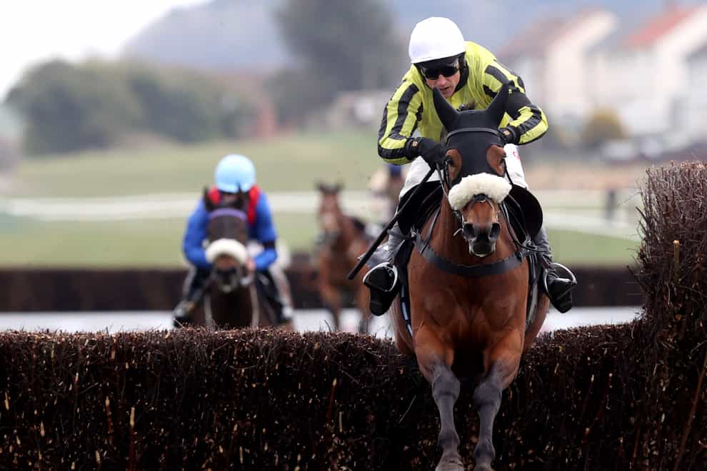 Allmankind ridden by Harry Skelton clears a fence on their way to winning the Jordan Electrics Ltd Future Champion Novices’ Chase during the Coral Scottish Grand National Day at Ayr Racecourse (Jeff Holmes/PA)
