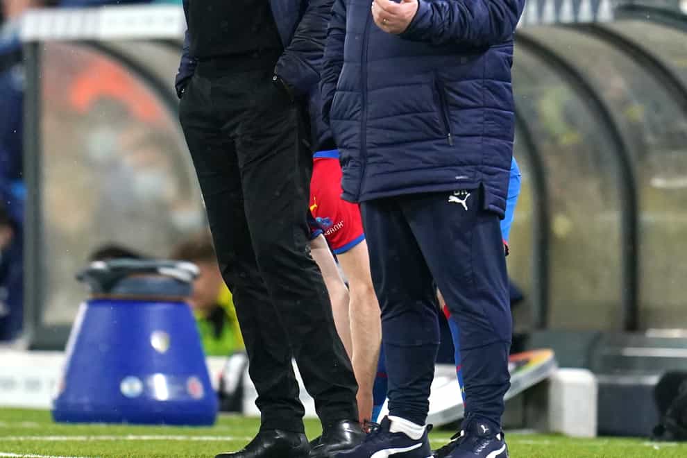 Crystal Palace manager Patrick Vieira and assistant Osian Roberts (Nick Potts/PA)