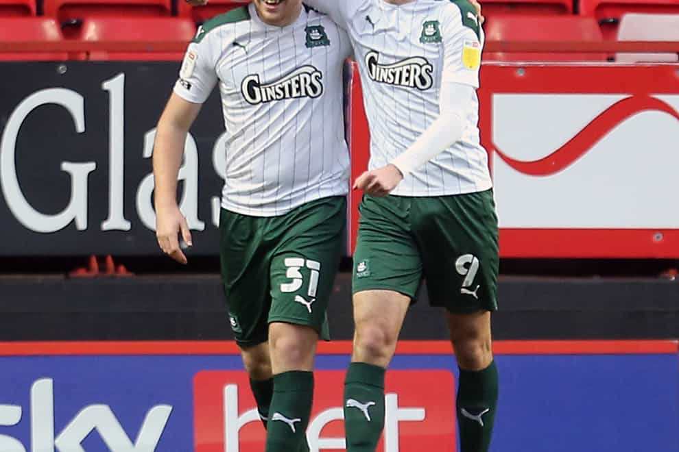 Substitute Luke Jephcott (left) scored Plymouth’s winner against Rochdale in the FA Cup (Steven Paston/PA Images).