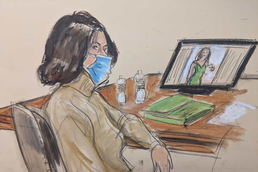In this courtroom sketch, Ghislaine Maxwell is at the defence table (Elizabeth Williams/AP)
